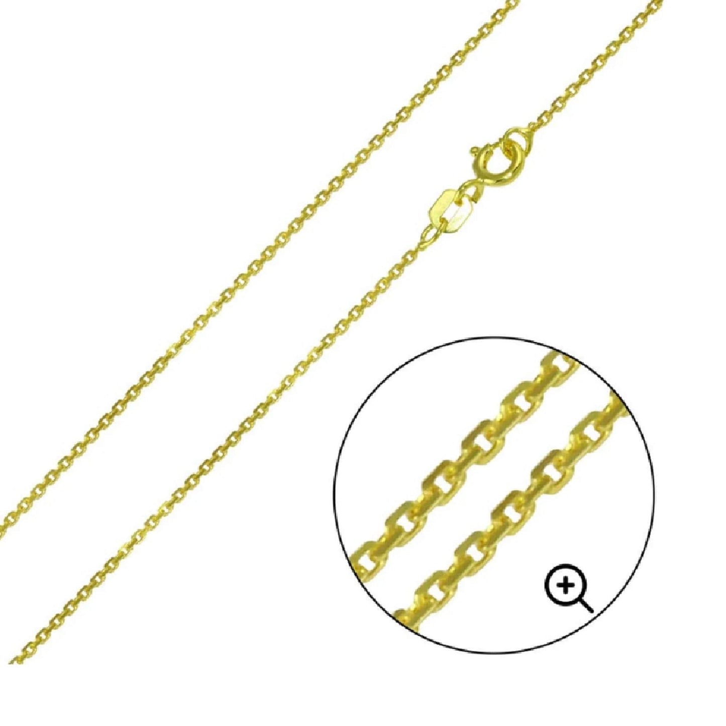925 Sterling Silver Yellow Gold Plated 1mm Cable Chain Necklace w/ Saint Jude Round-Shaped Pendant Charm