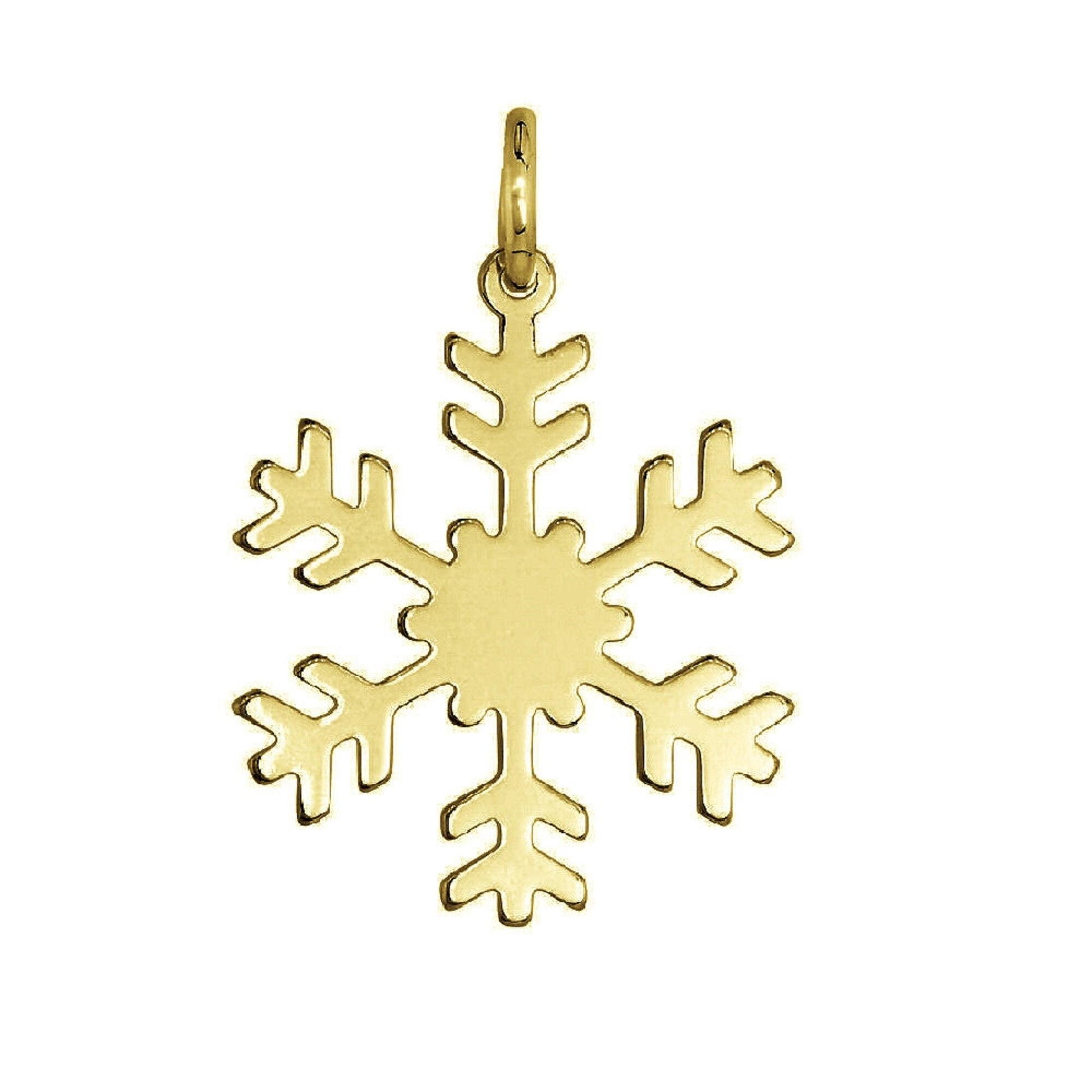 925 Sterling Silver Yellow Gold Plated 1mm Cable Chain Necklace w/ Snowflake Pendant Charm