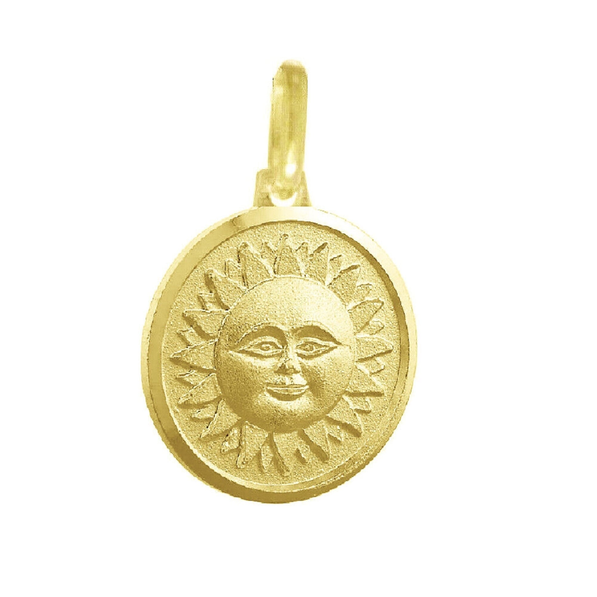 925 Sterling Silver Yellow Gold Plated 1mm Cable Chain Necklace w/ SUN Pendant Charm