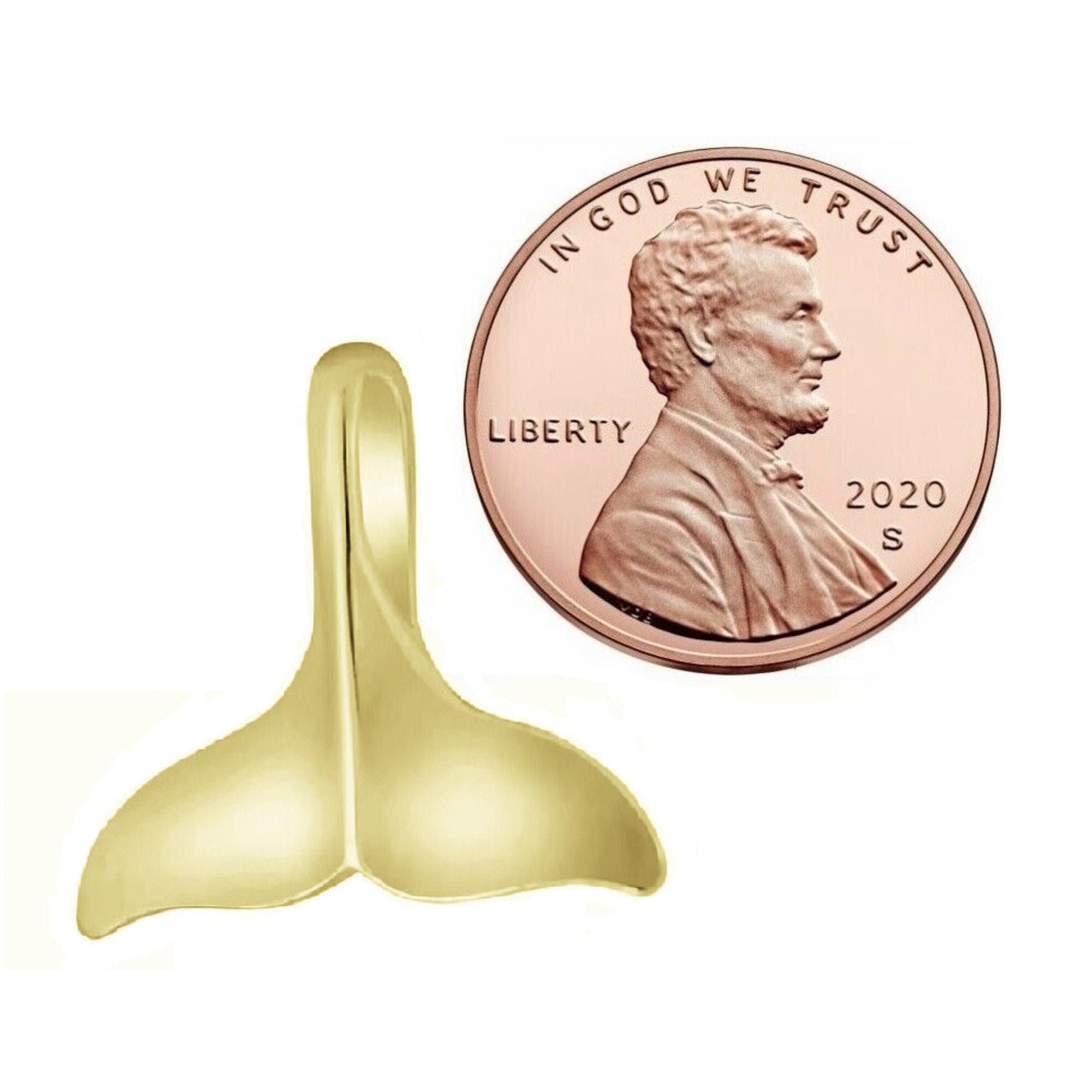 925 Sterling Silver Yellow Gold Plated 1mm Cable Chain Necklace w/ Whale Tail Pendant Charm