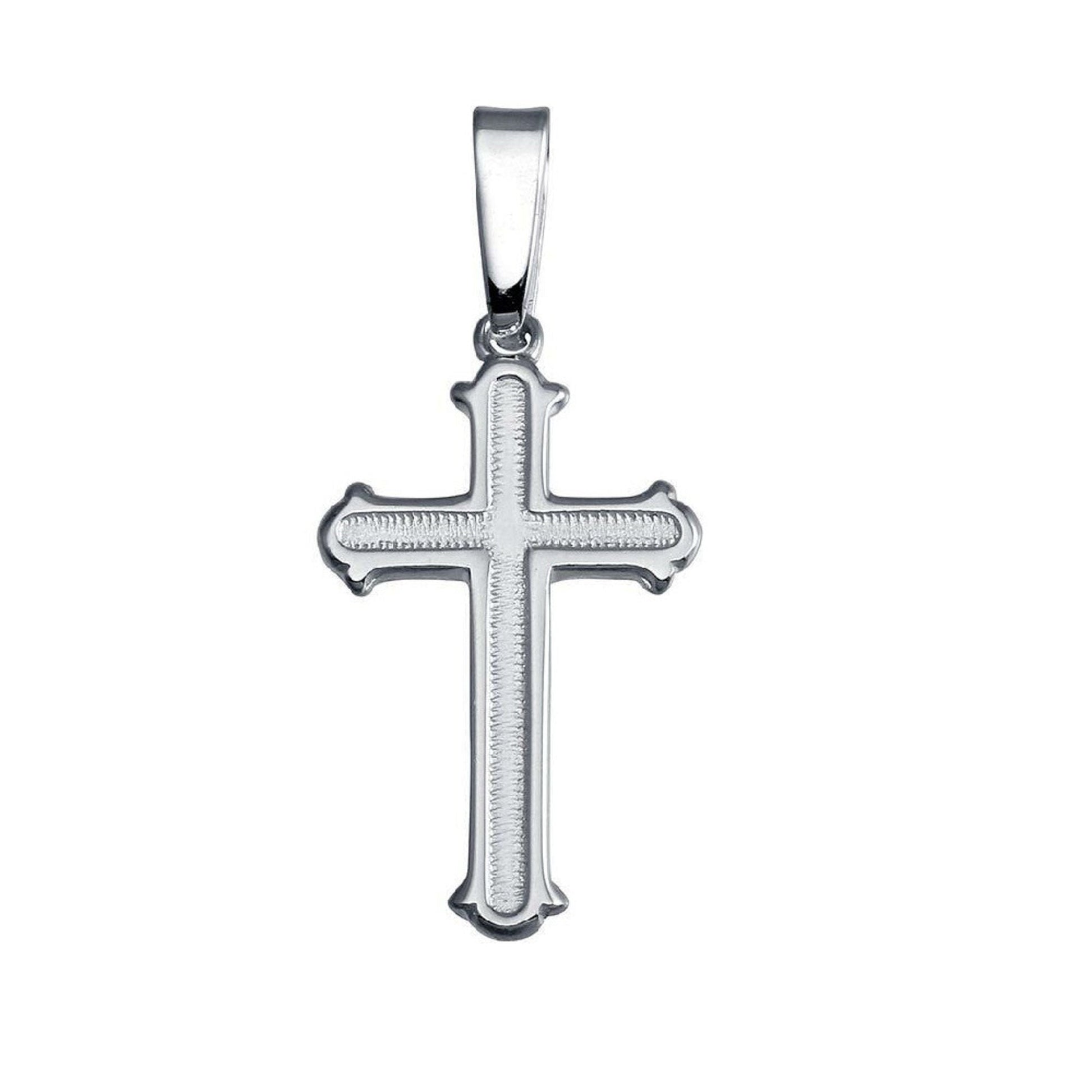 925 Sterling Silver Necklace w/ High Polished Cross Pendant Charm