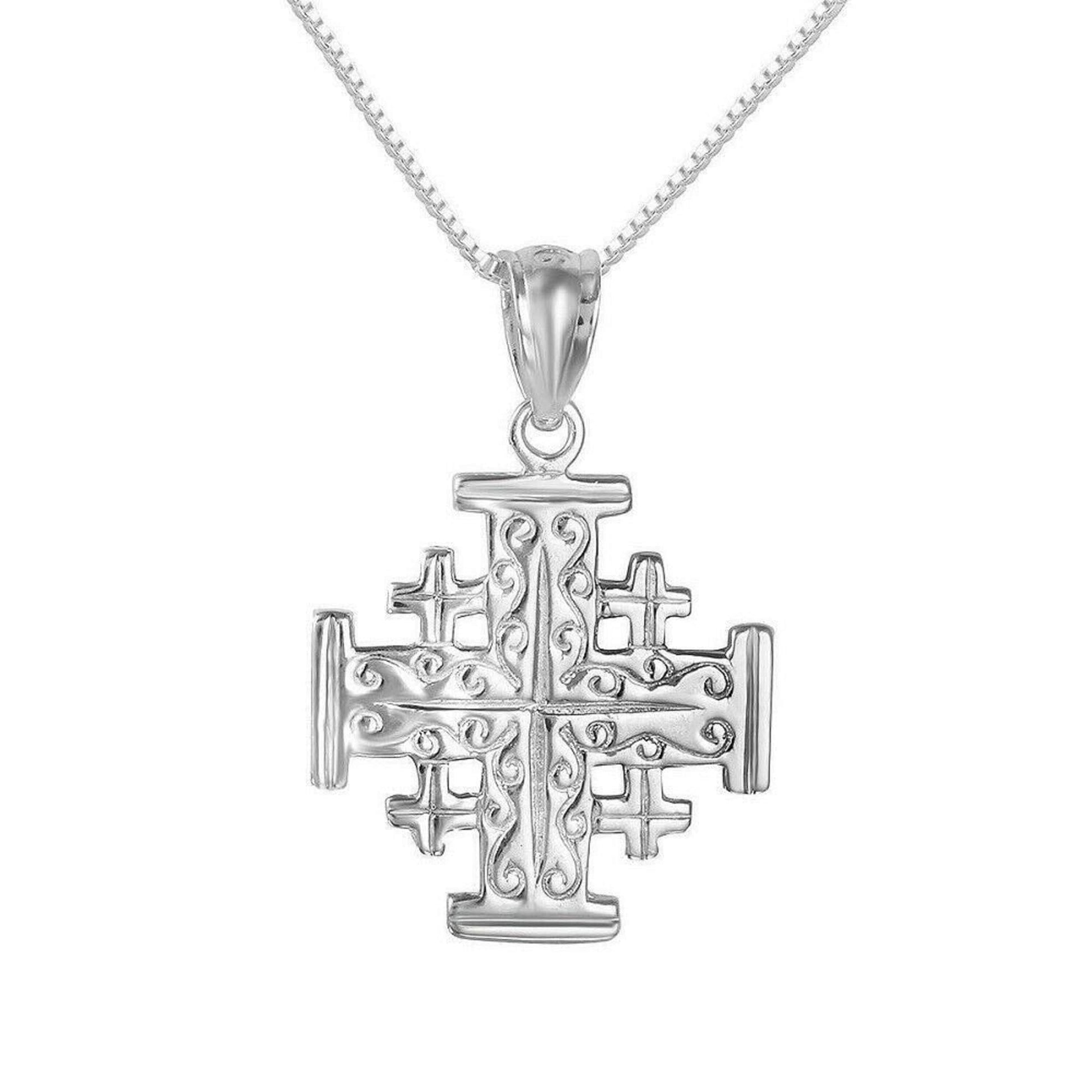 925 Sterling Silver Necklace w/ Jerusalem Cross Charm