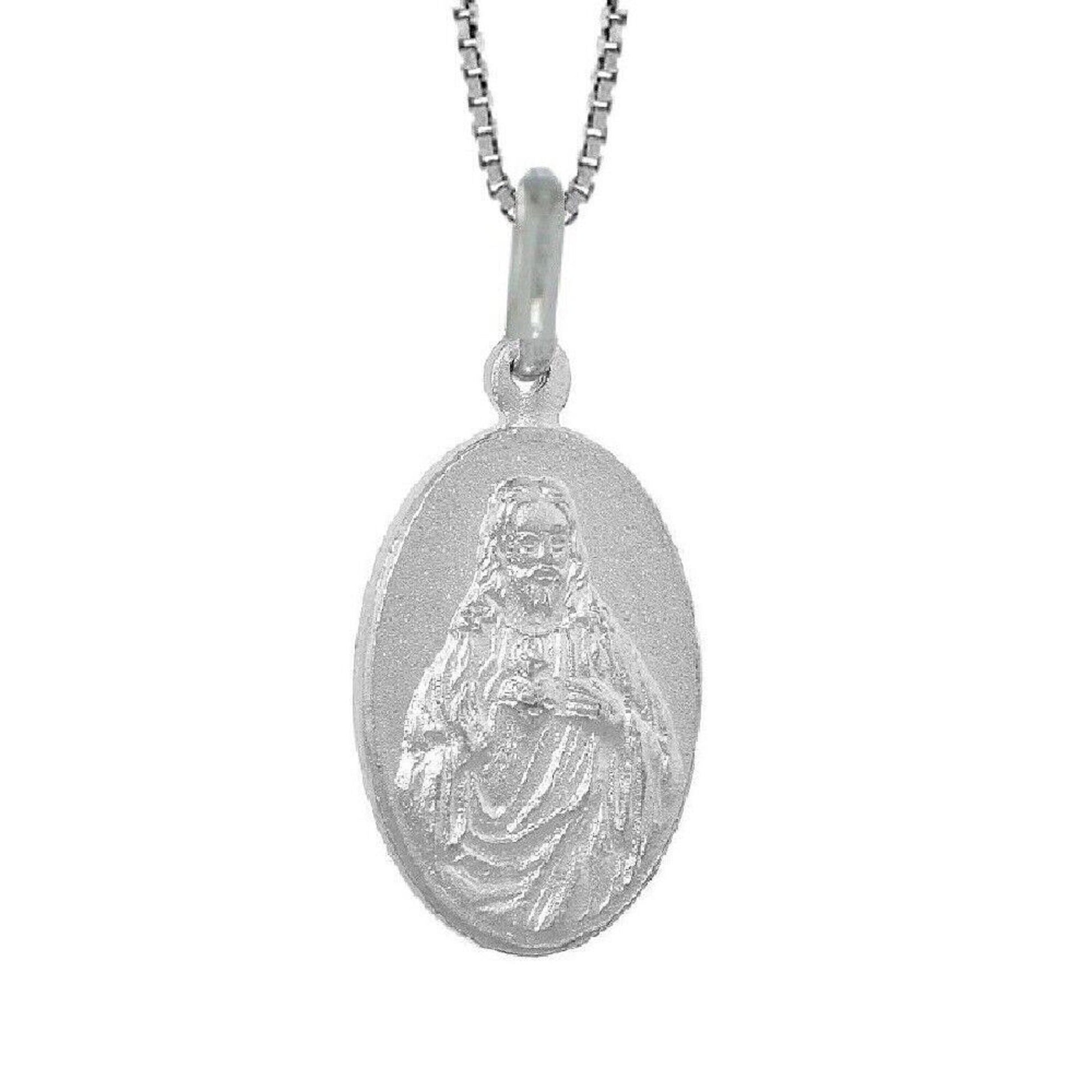 925 Sterling Silver Necklace w/ Jesus Pendant Charm