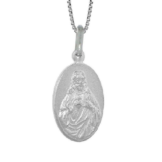 925 Sterling Silver Necklace w/ Jesus Pendant Charm