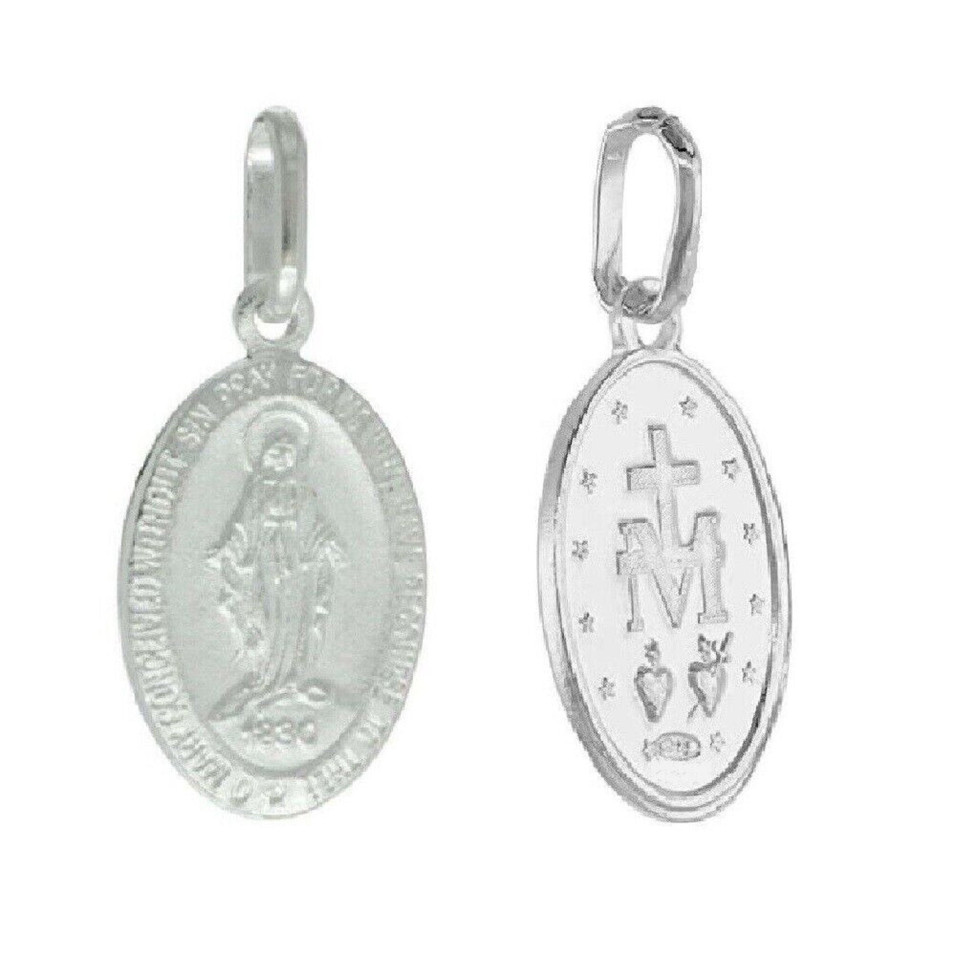 925 Sterling Silver Necklace w/ Miraculous Virgin Mary Pendant Charm