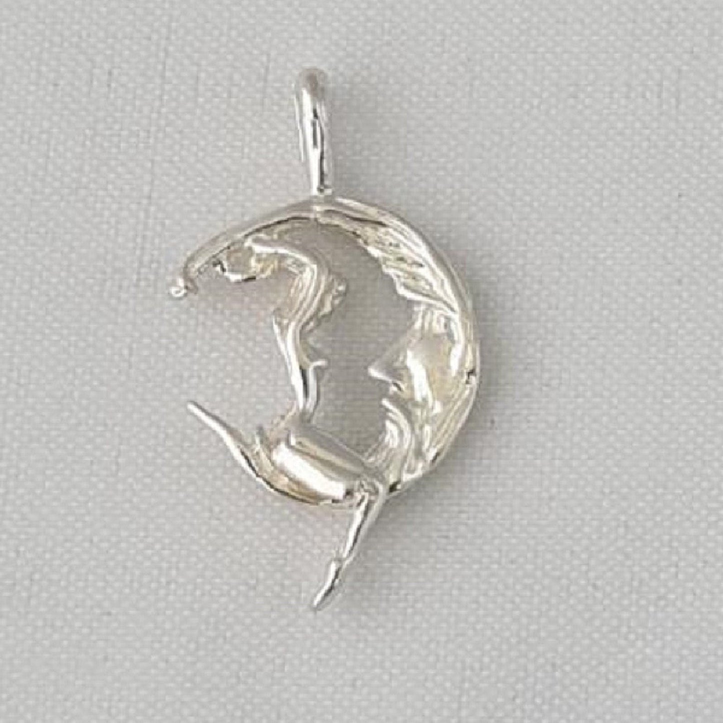 925 Sterling Silver Necklace w/ Moon Rider 3D Pendant Charm