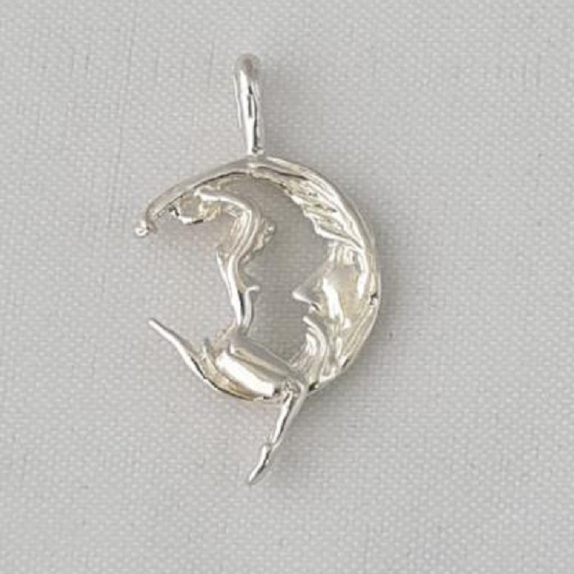 925 Sterling Silver Necklace w/ Moon Rider 3D Pendant Charm