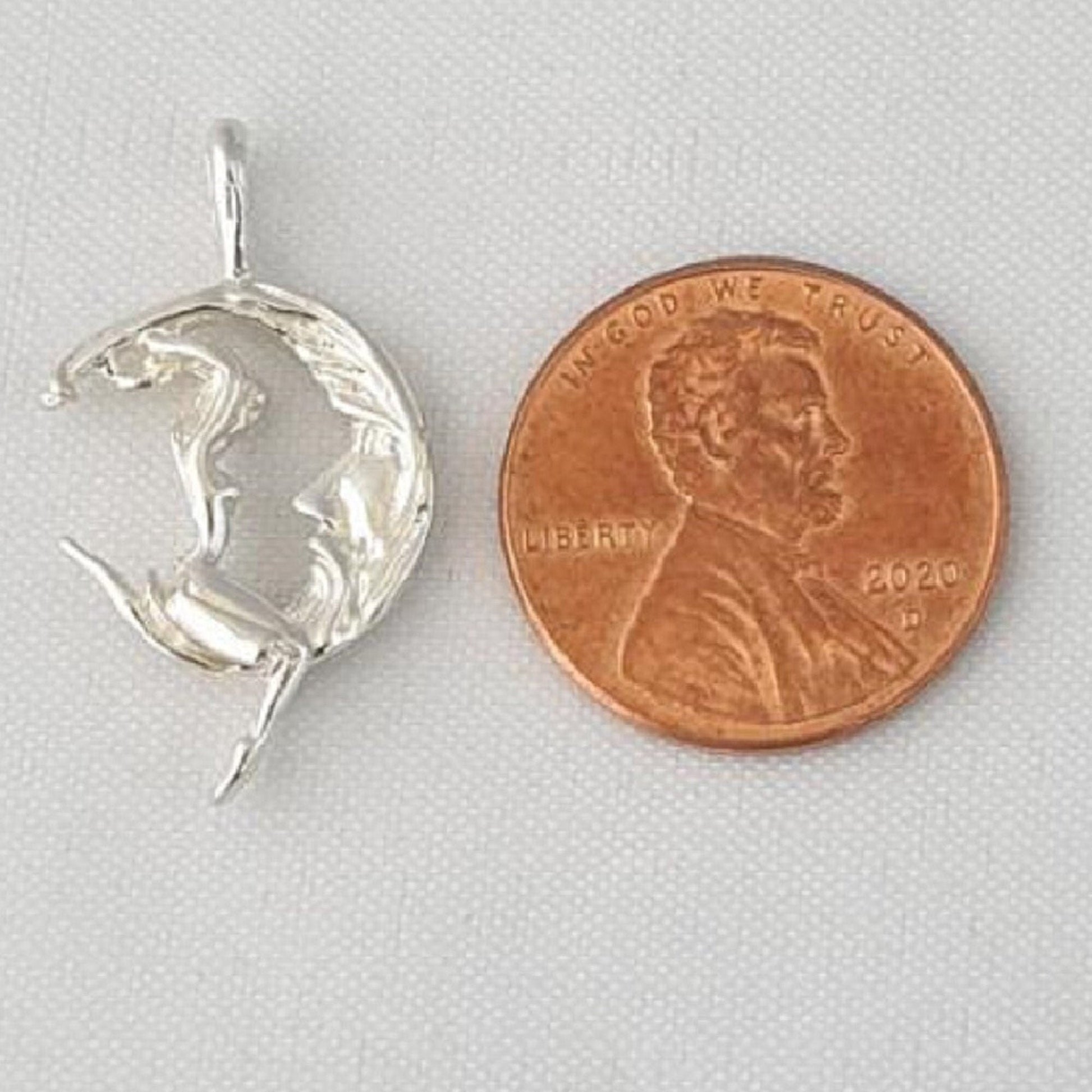 925 Sterling Silver Necklace w/ Moon Rider 3D Pendant Charm