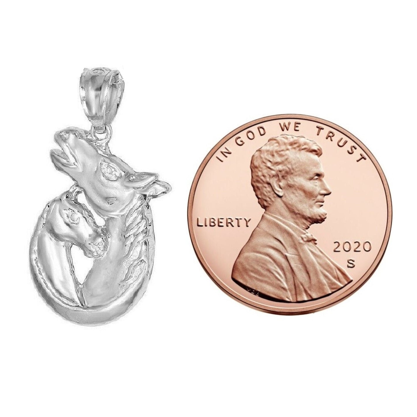 925 Sterling Silver Necklace w/ MOTHER & BABY HORSES 3D Solid Pendant Charm