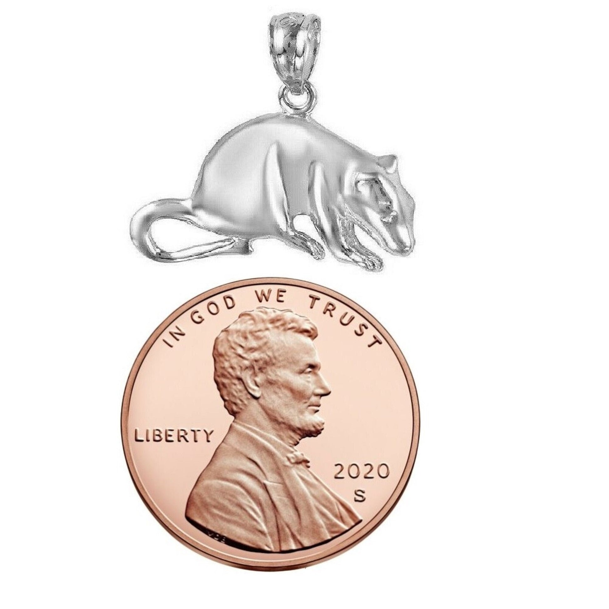 925 Sterling Silver Necklace w/ Mouse, Rat Pendant Charm