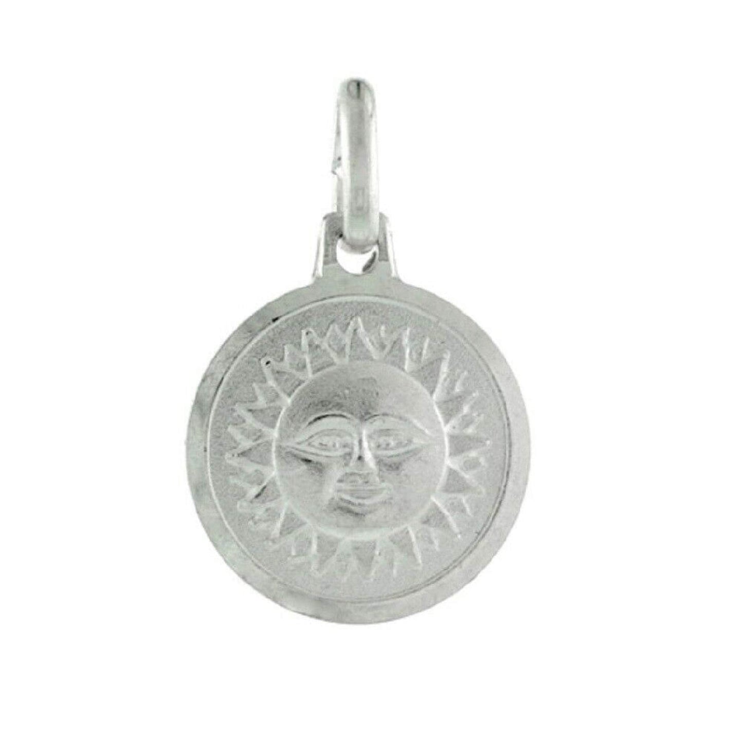925 Sterling Silver Necklace w/ 2-sided Sun & Crescent Moon Pendant Charm