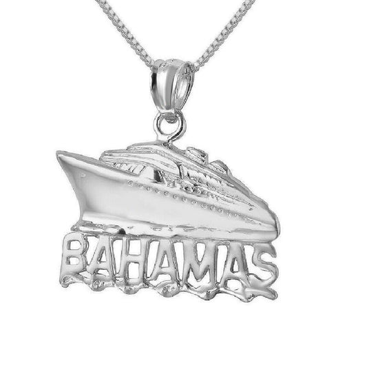 925 Sterling Silver Necklace w/ Bahamas Cruise Ship Pendant Charm