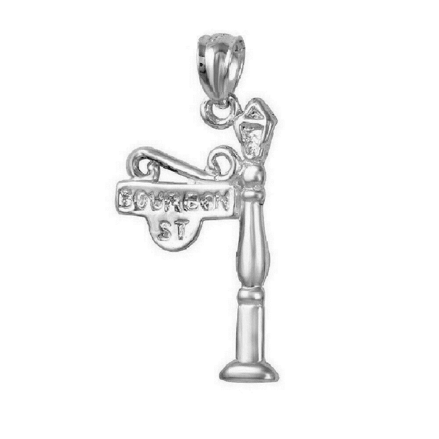 925 Sterling Silver Necklace w/ BOURBON St. NEW ORLEANS 3D Pendant Charm