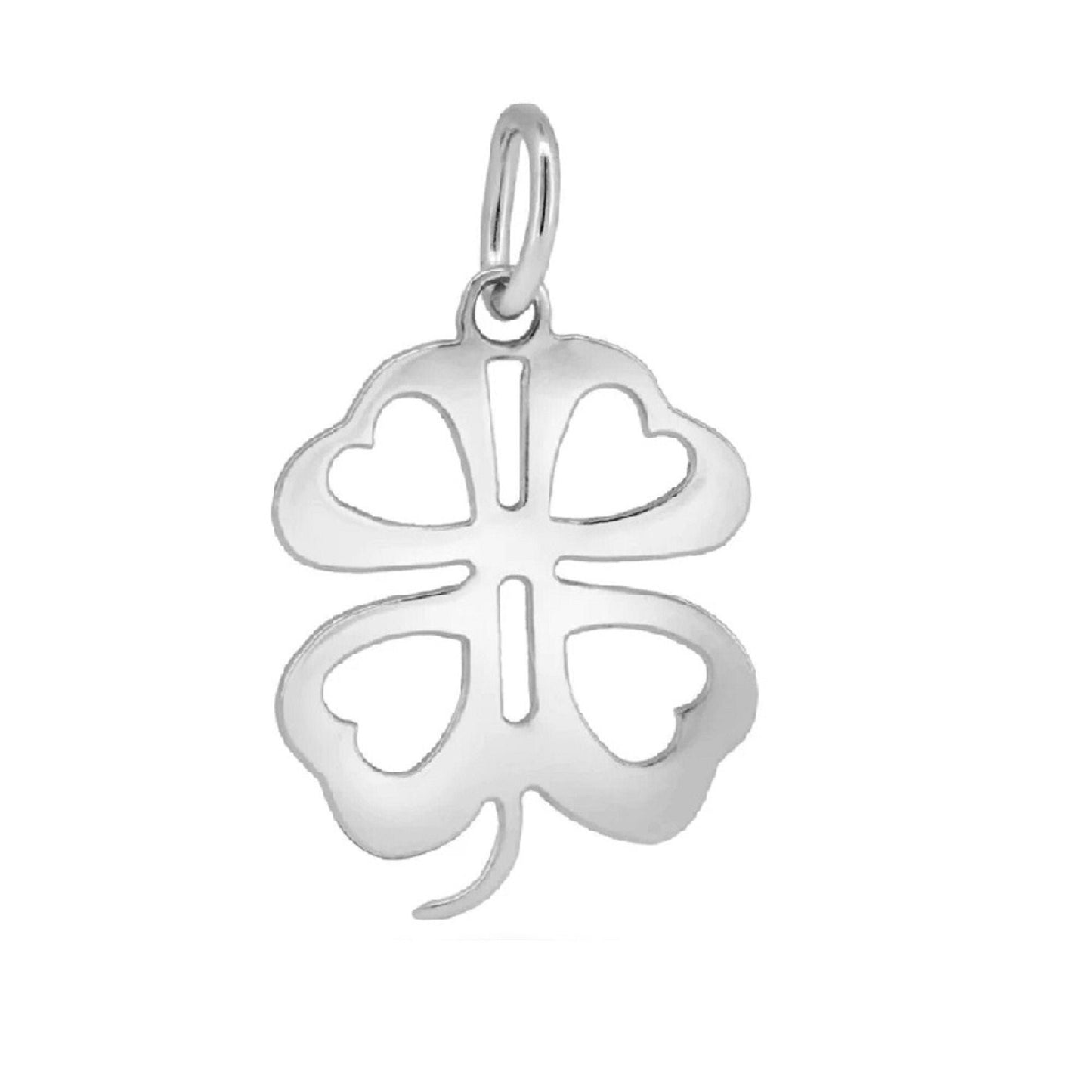 925 Sterling Silver Necklace w/ Clover Leaf Heart Pendant Charm