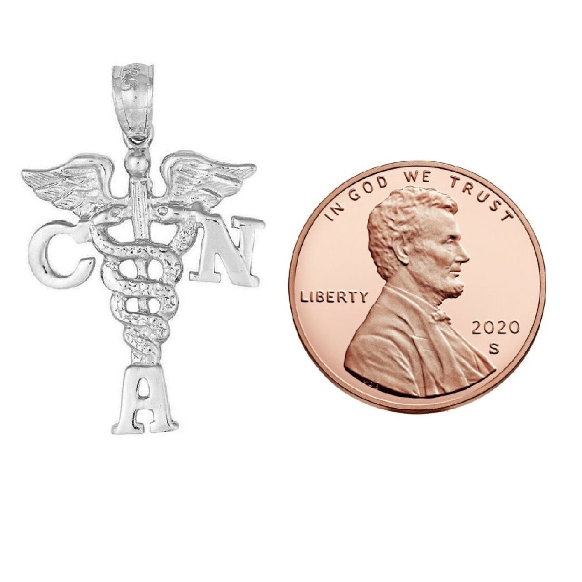 925 Sterling Silver Necklace w/ CNA Certified Nursing Assistant Pendant Charm