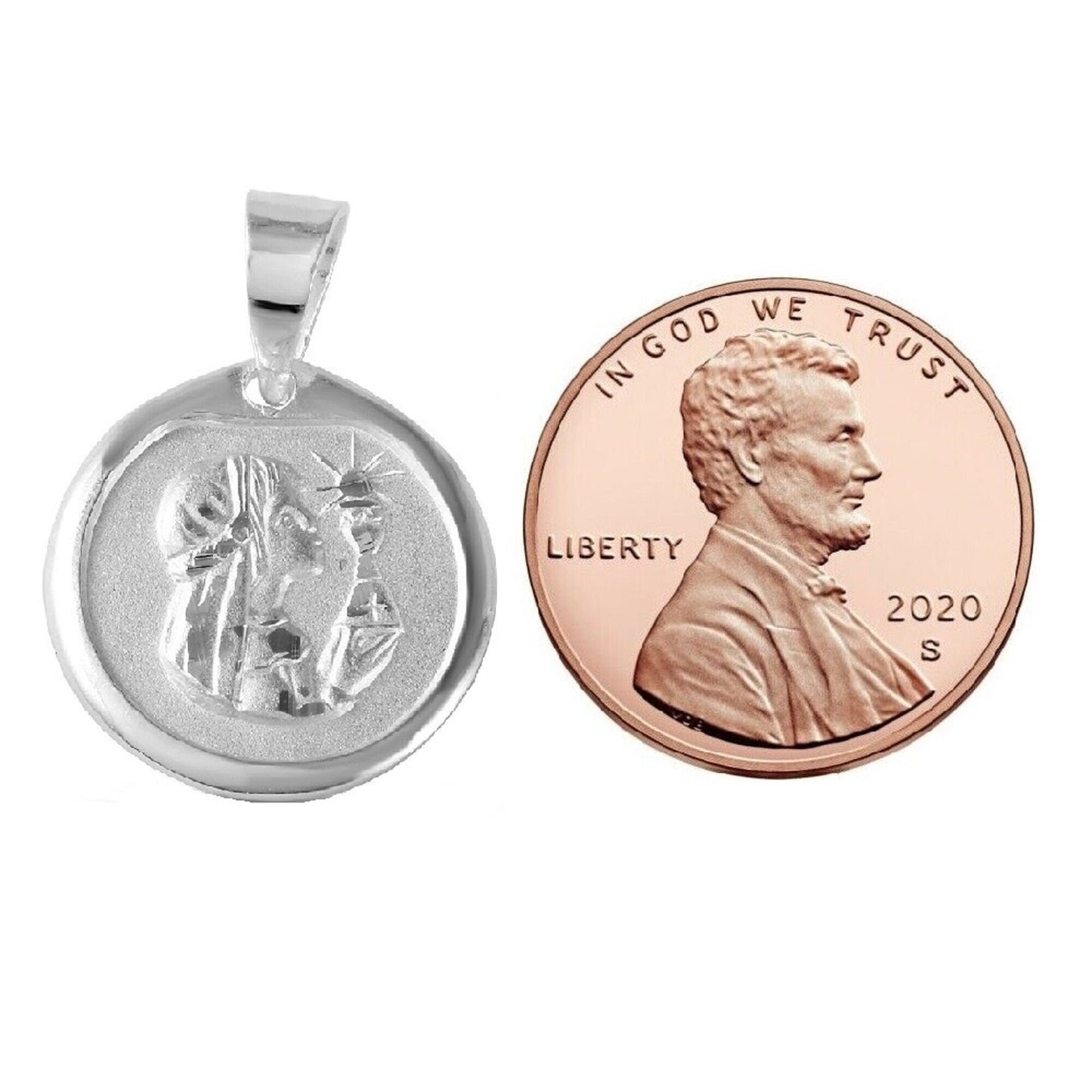 925 Sterling Silver Necklace w/ Communion Round Shaped Pendant Charm