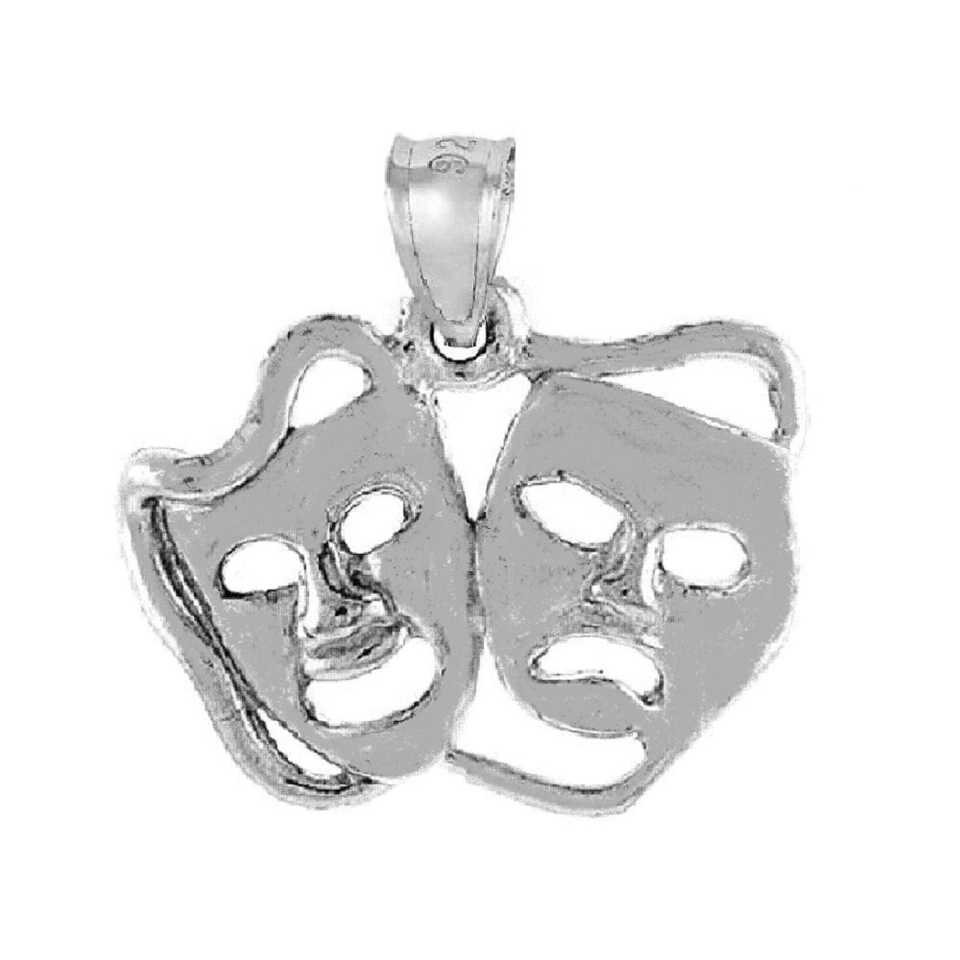 925 Sterling Silver Necklace w/ Drama Mask Pendant Charm