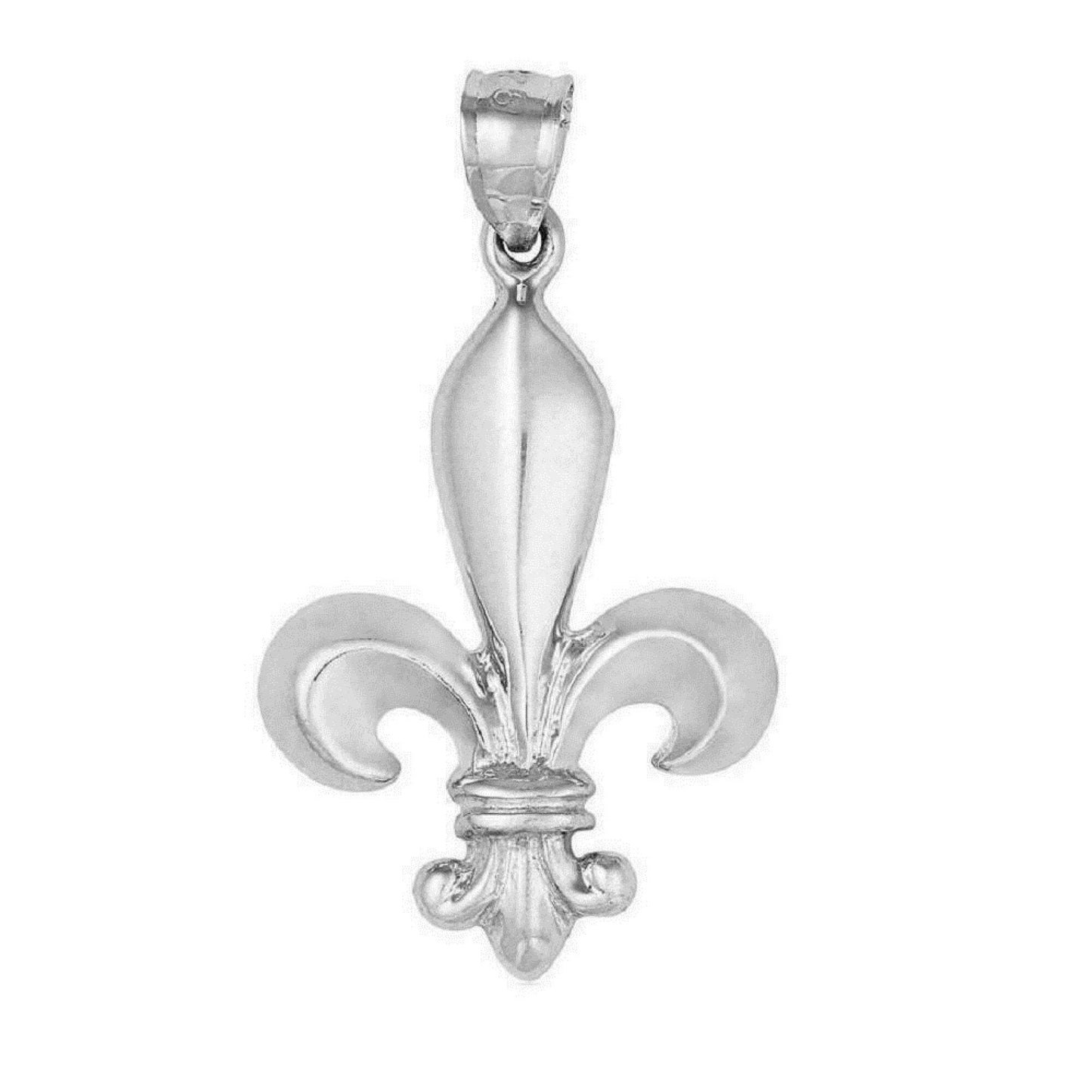 925 Sterling Silver Necklace w/ FLEUR DE LIS Large Pendant Charm