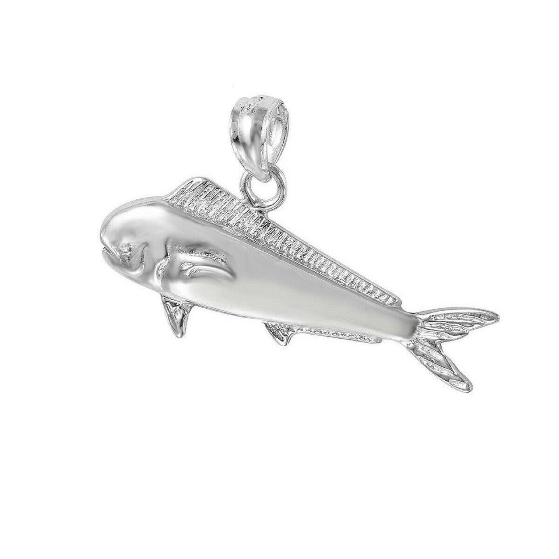 925 Sterling Silver Necklace w/ Mahi Mahi Fish Pendant Charm