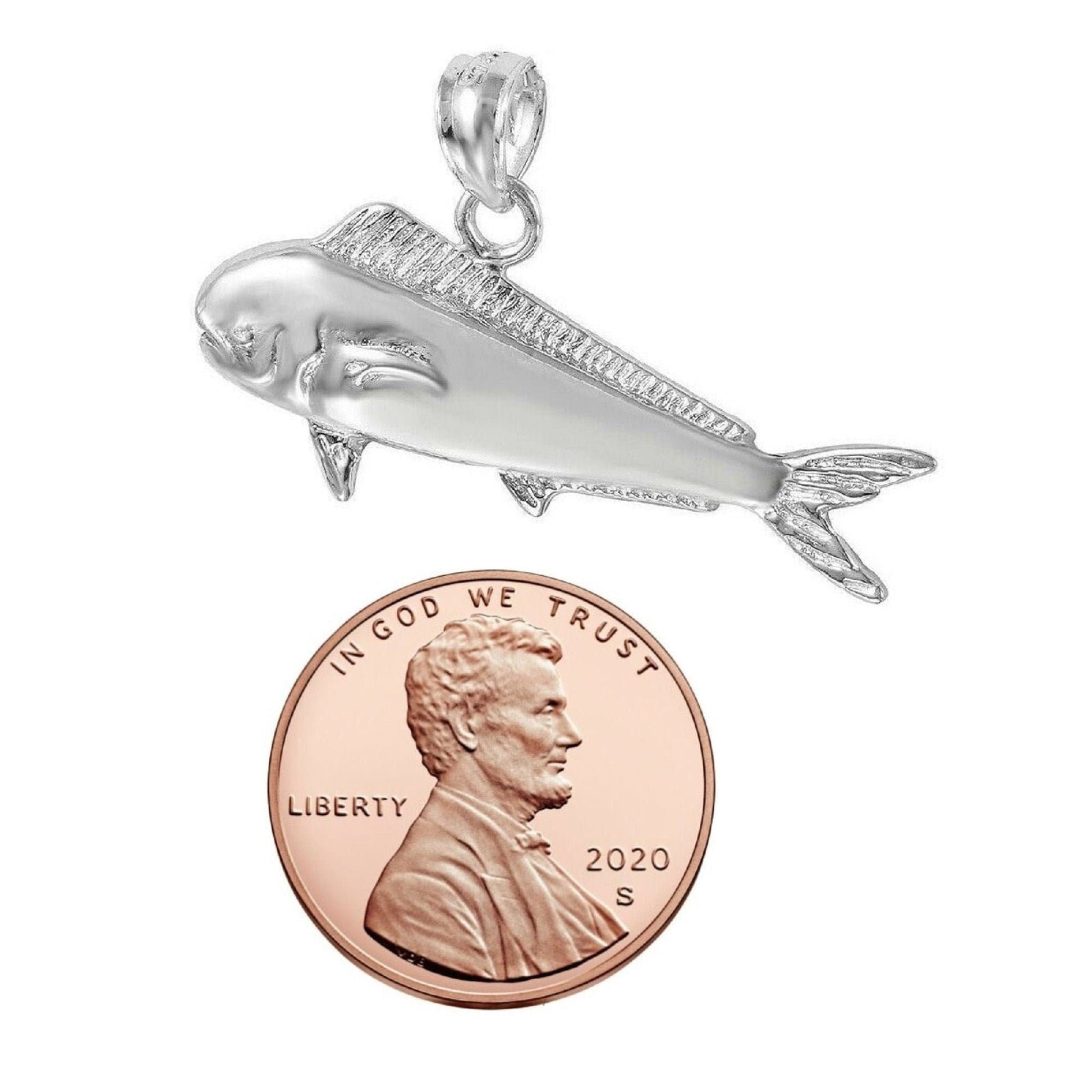 925 Sterling Silver Necklace w/ Mahi Mahi Fish Pendant Charm