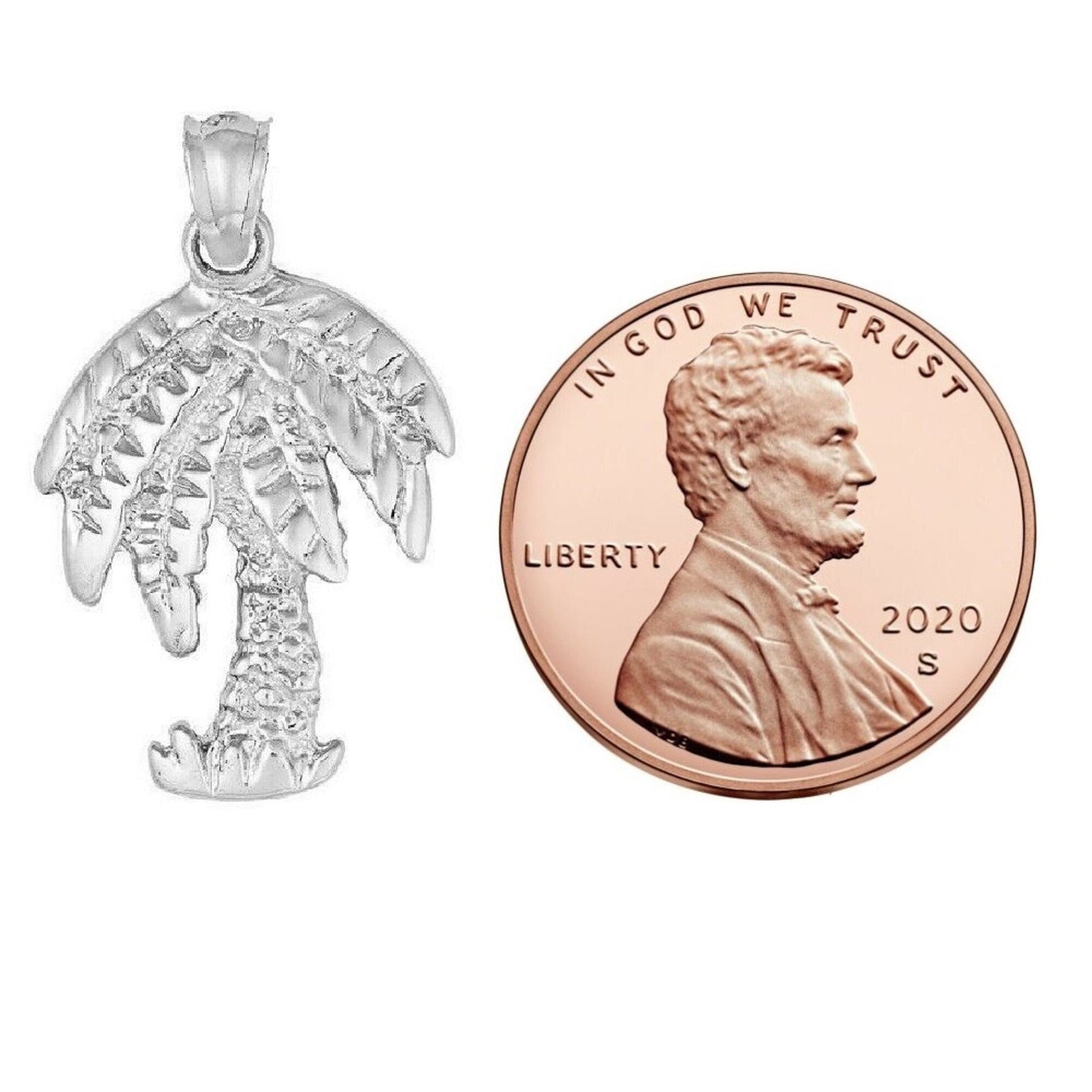 925 Sterling Silver Necklace w/ PALM TREE Pendant Charm