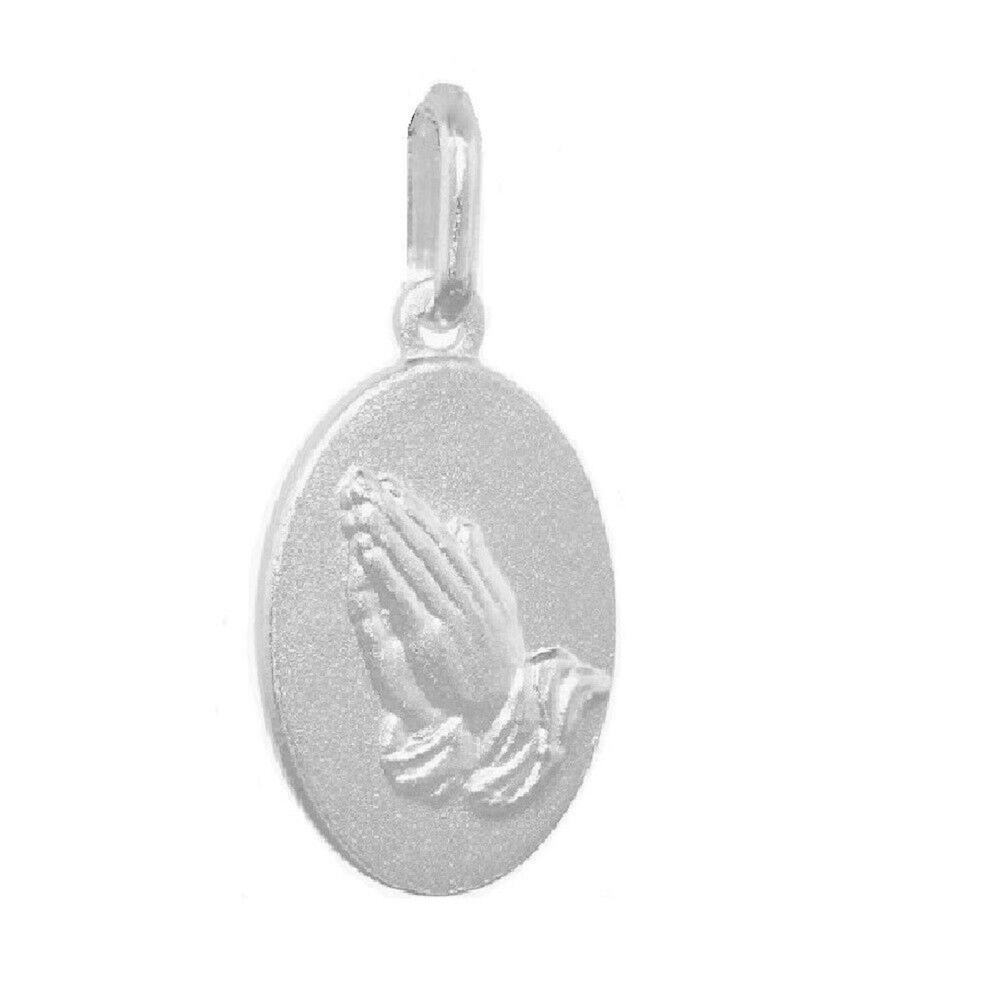 925 Sterling Silver Necklace w/ Praying Hands Pendant Charm