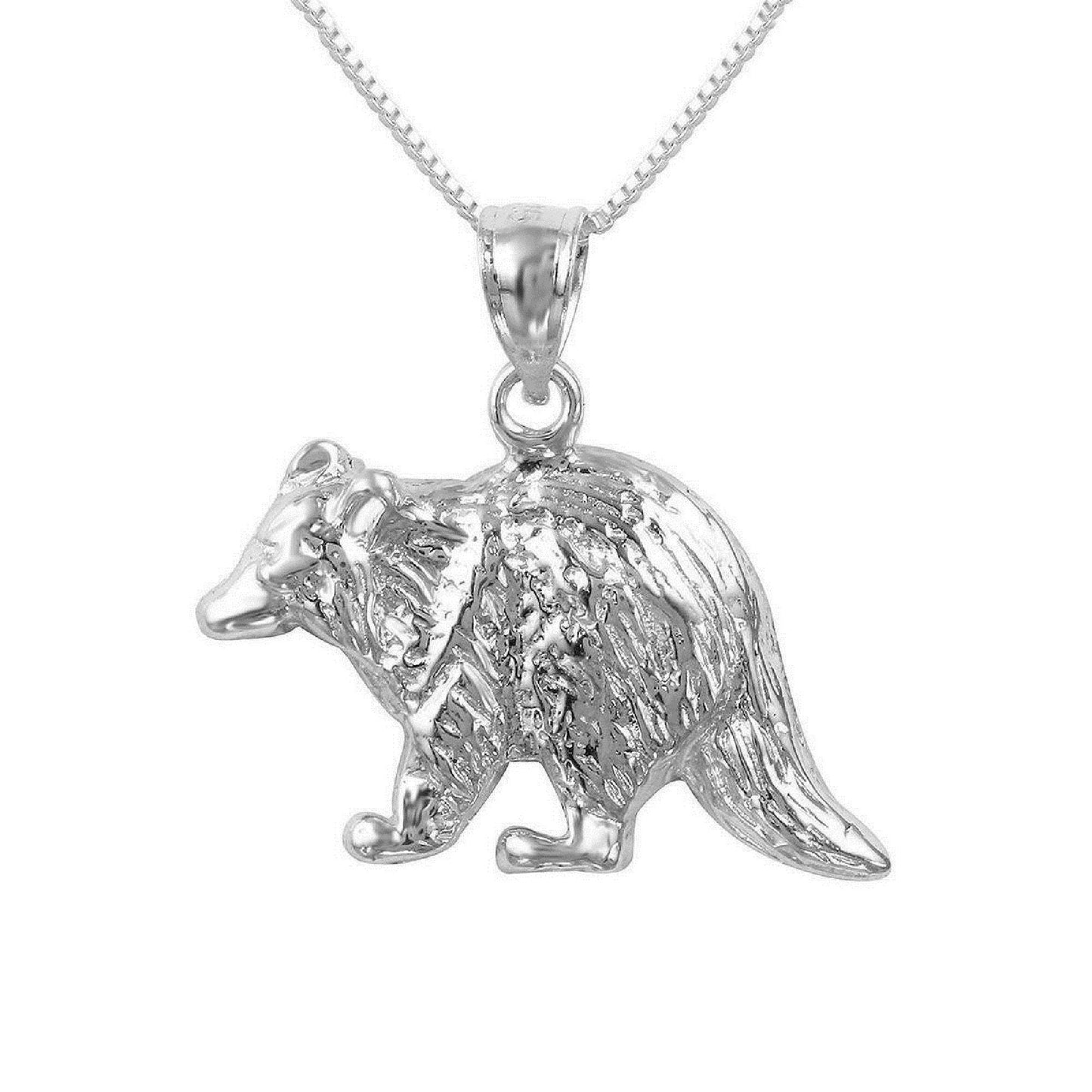 925 Sterling Silver Necklace w/ RACCOON Pendant Charm