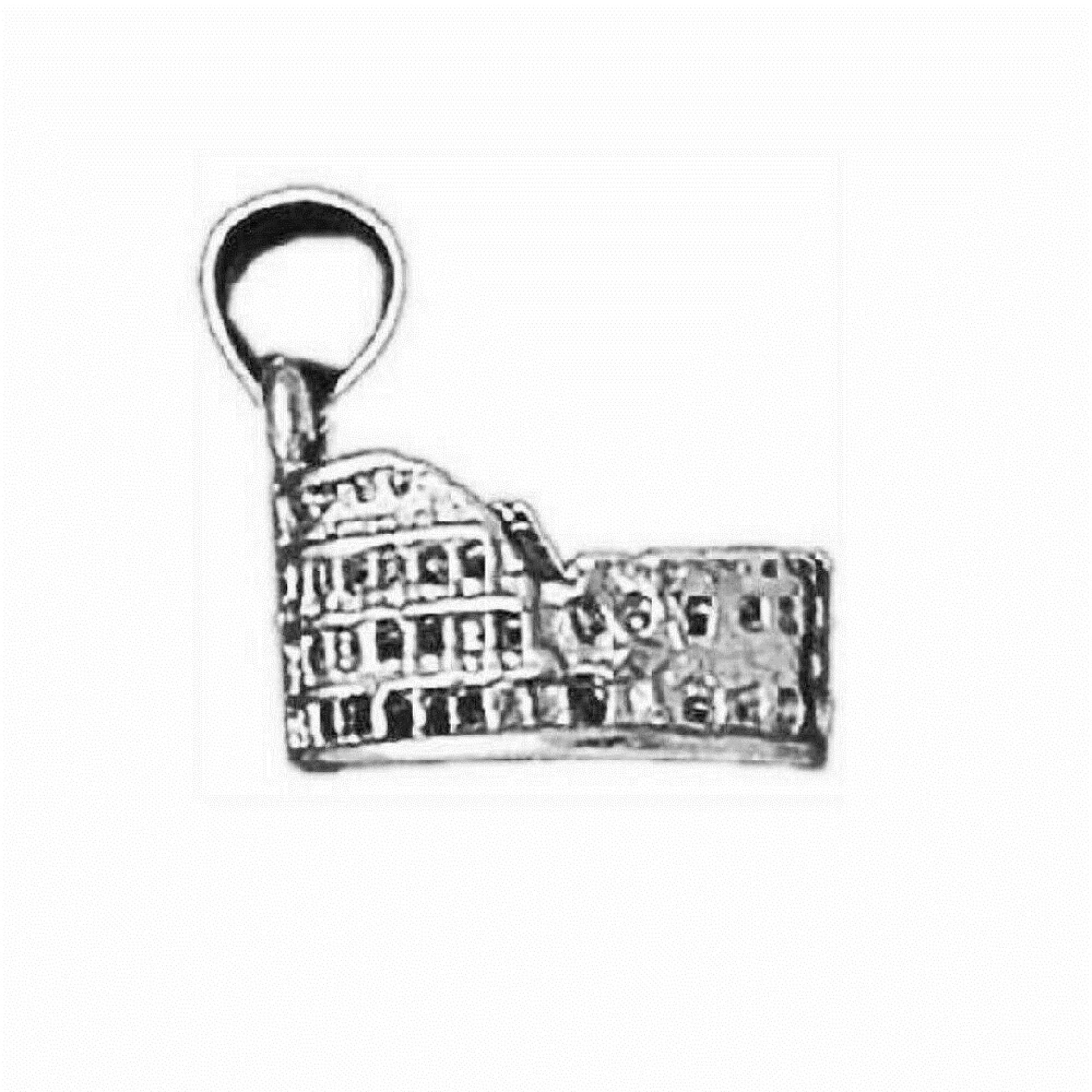 925 Sterling Silver Necklace w/ ROME COLISEUM 3D Pendant Charm