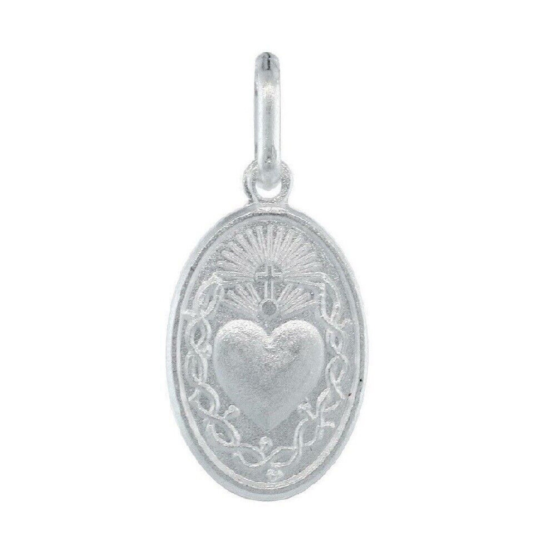 925 Sterling Silver Necklace w/ Sacred Heart of Jesus Pendant Charm