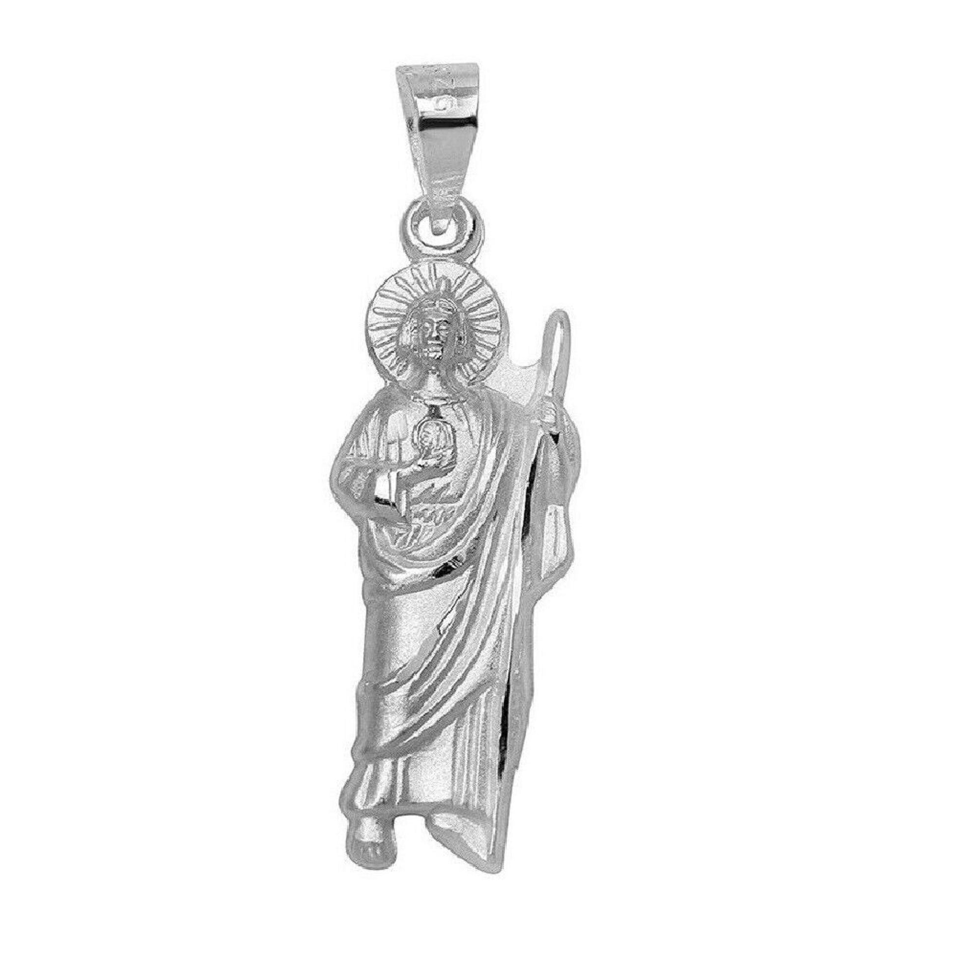 925 Sterling Silver Necklace w/ Saint Jude Pendant Charm