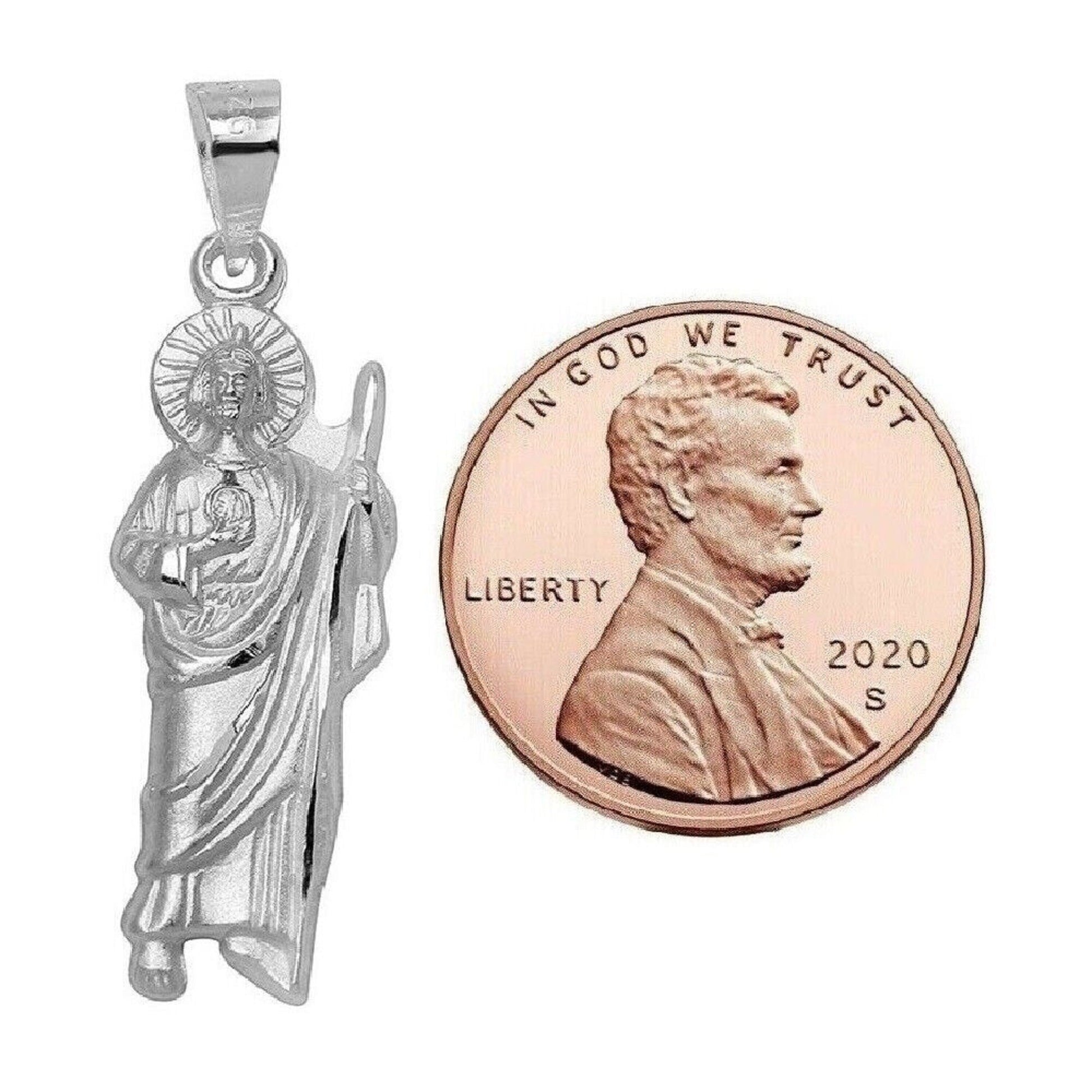 925 Sterling Silver Necklace w/ Saint Jude Pendant Charm