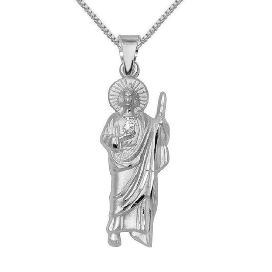 925 Sterling Silver Necklace w/ Saint Jude Pendant Charm