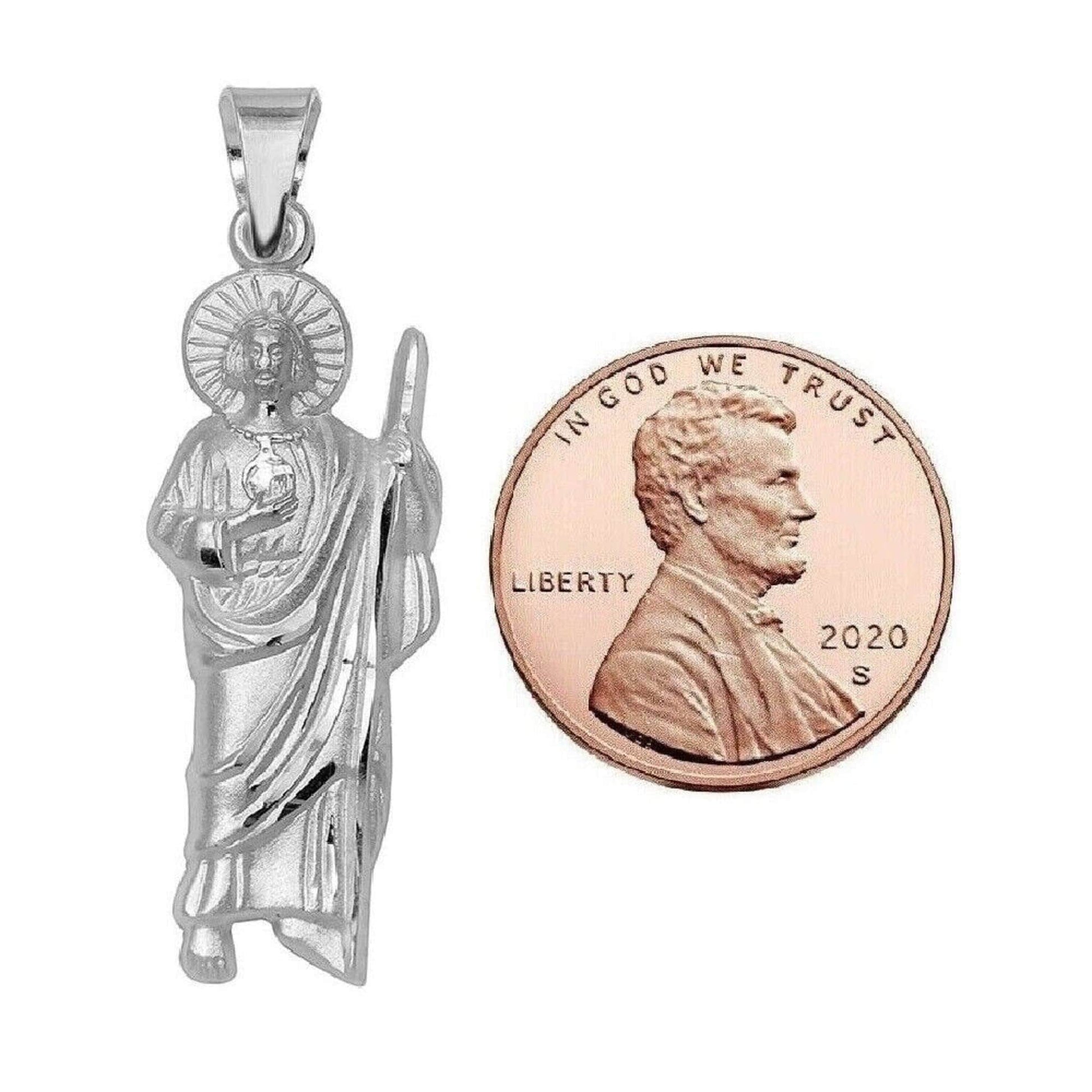 925 Sterling Silver Necklace w/ Saint Jude Pendant Charm