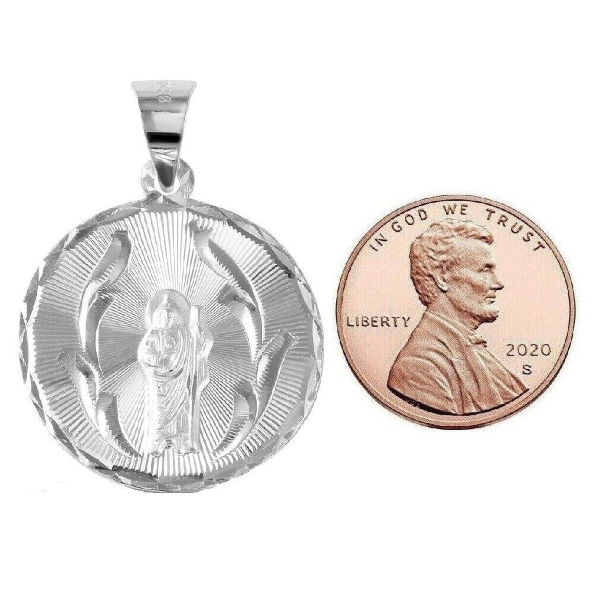 925 Sterling Silver Necklace w/ Saint Jude Round-Shaped Pendant