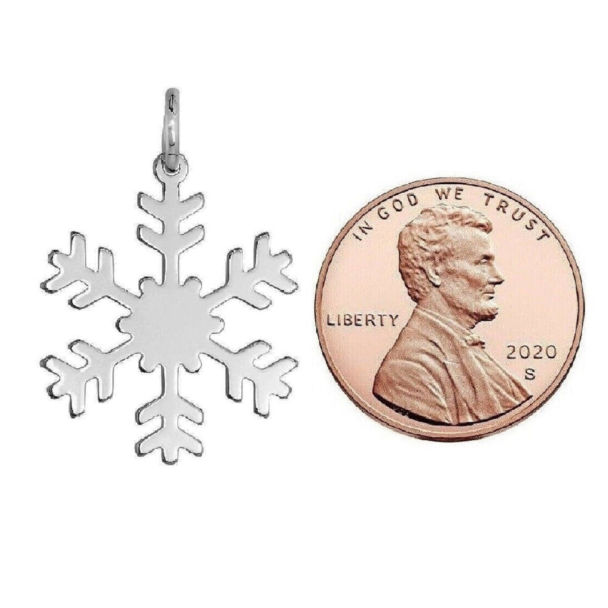 925 Sterling Silver Necklace w/ Snowflake Pendant Charm