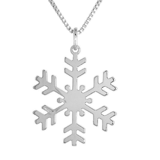 925 Sterling Silver Necklace w/ Snowflake Pendant Charm