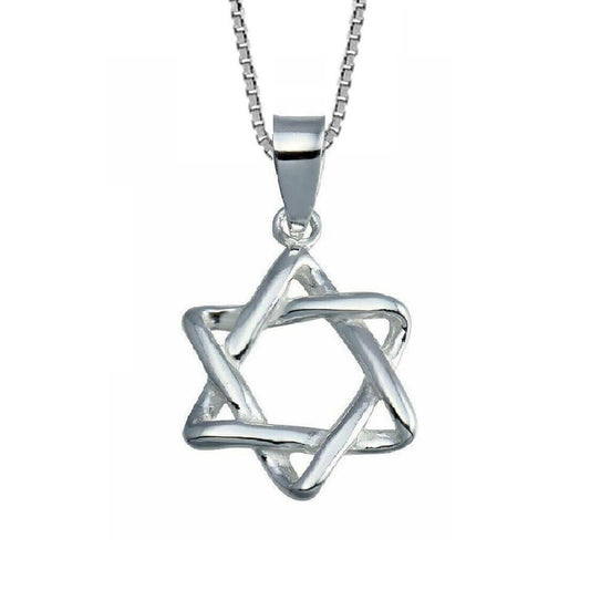 925 Sterling Silver Necklace w/ Star of David 3D Pendant Charm