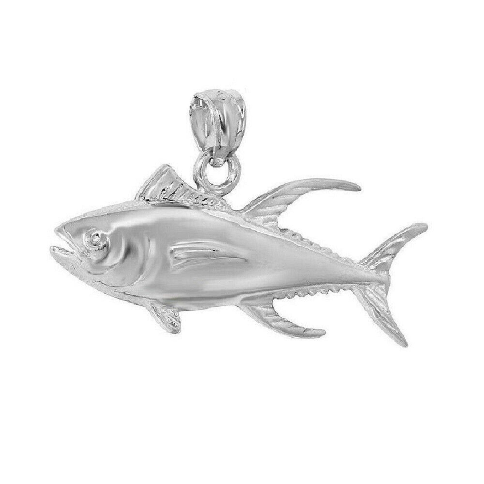 925 Sterling Silver Necklace w/ Tuna Fish Pendant Charm