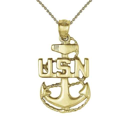 925 Sterling Silver Necklace w/ U.S. Navy Anchor Pendant Charm