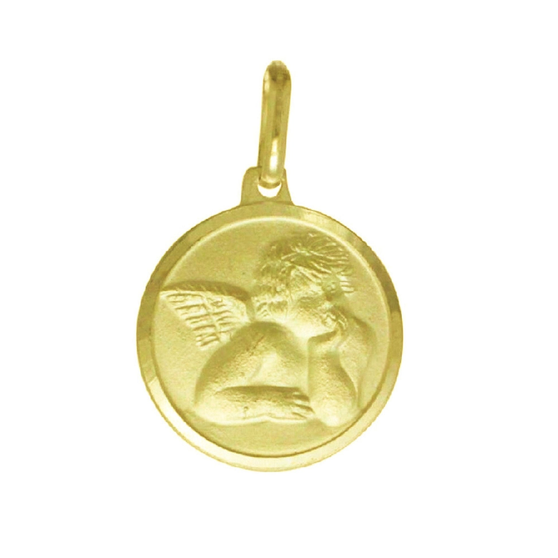 925 Sterling Silver Yellow Gold Plated 1mm Cable Chain Necklace w/ Guardian Angel Pendant Charm