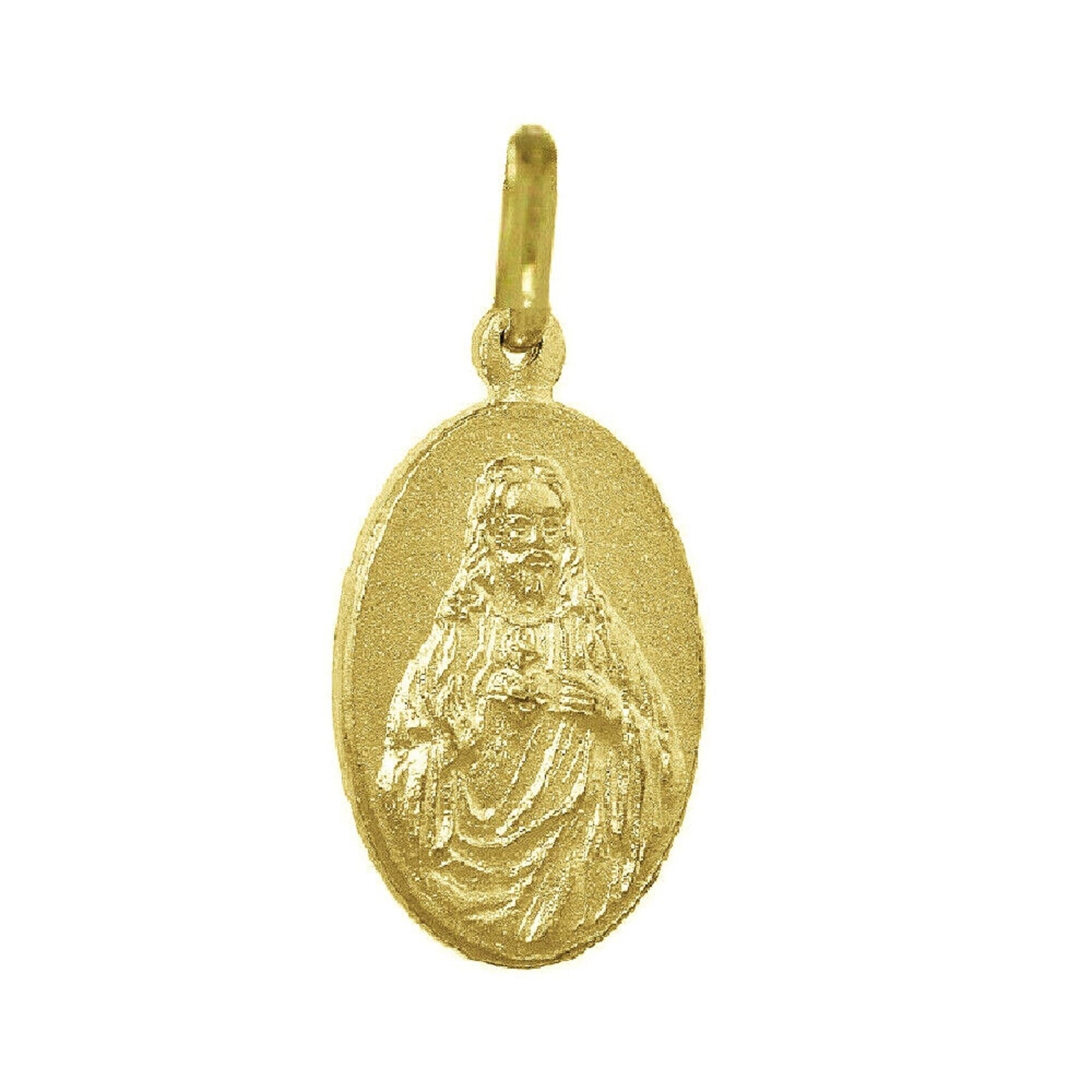925 Sterling Silver Yellow Gold Plated 1mm Cable Chain Necklace w/ Jesus Pendant Charm