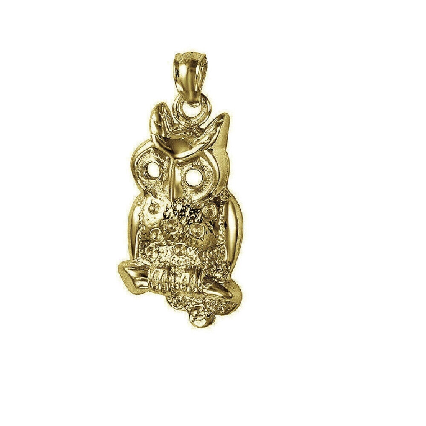 925 Sterling Silver Yellow Gold Plated 1mm Cable Chain Necklace w/ Owl Pendant Charm