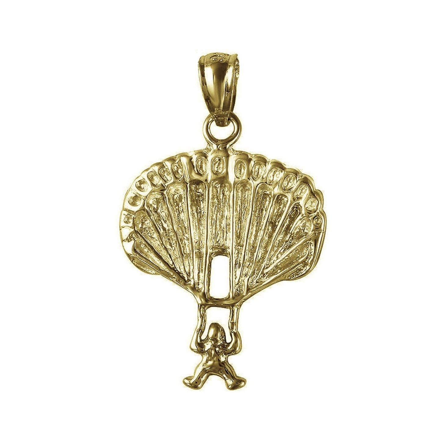 925 Sterling Silver Yellow Gold Plated 1mm Cable Chain Necklace w/ Parachute Pendant Charm