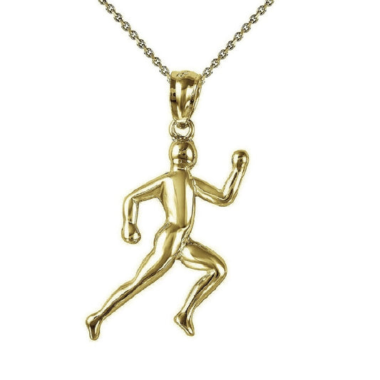 925 Sterling Silver Yellow Gold Plated 1mm Cable Chain Necklace w/ Runner Pendant Charm