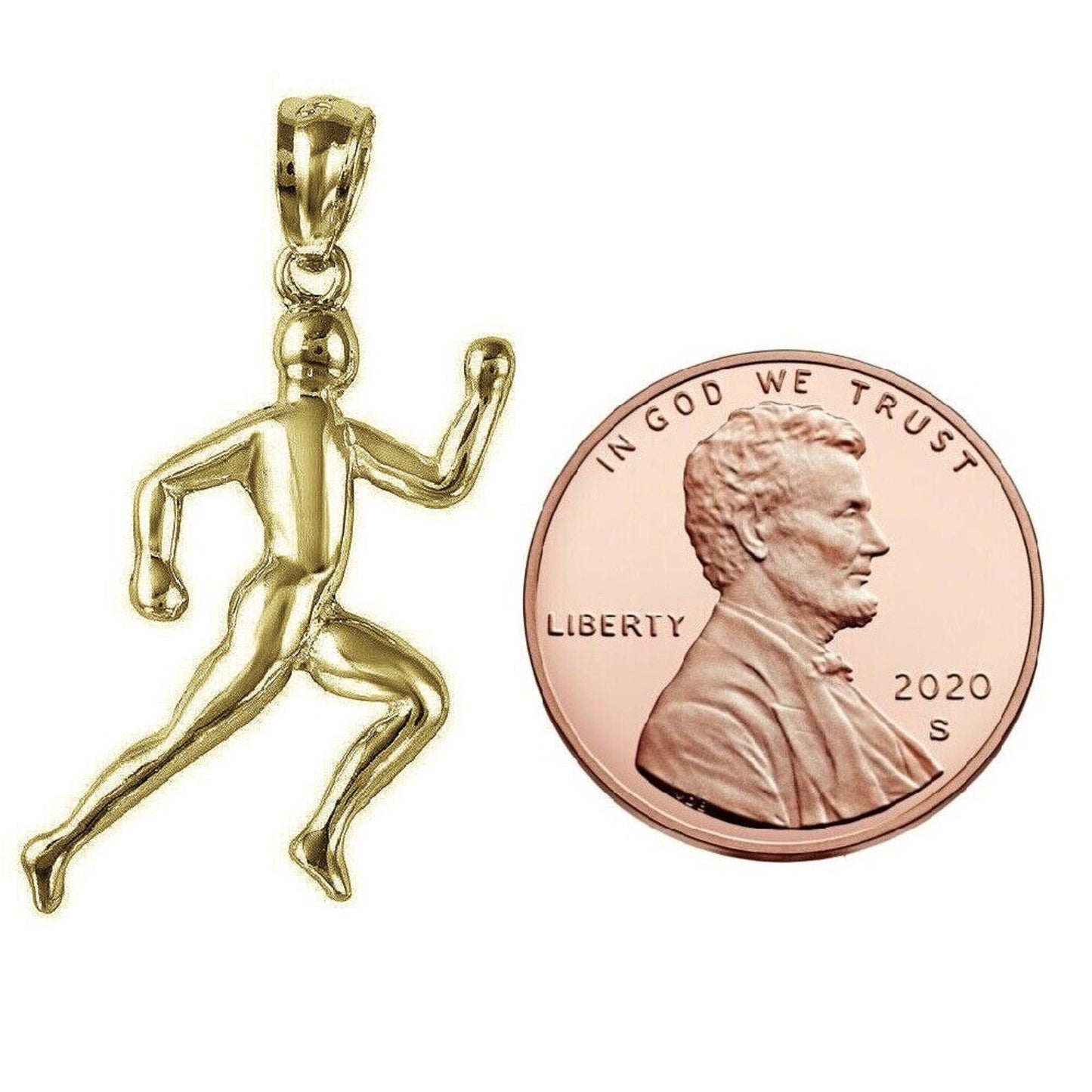 925 Sterling Silver Yellow Gold Plated 1mm Cable Chain Necklace w/ Runner Pendant Charm
