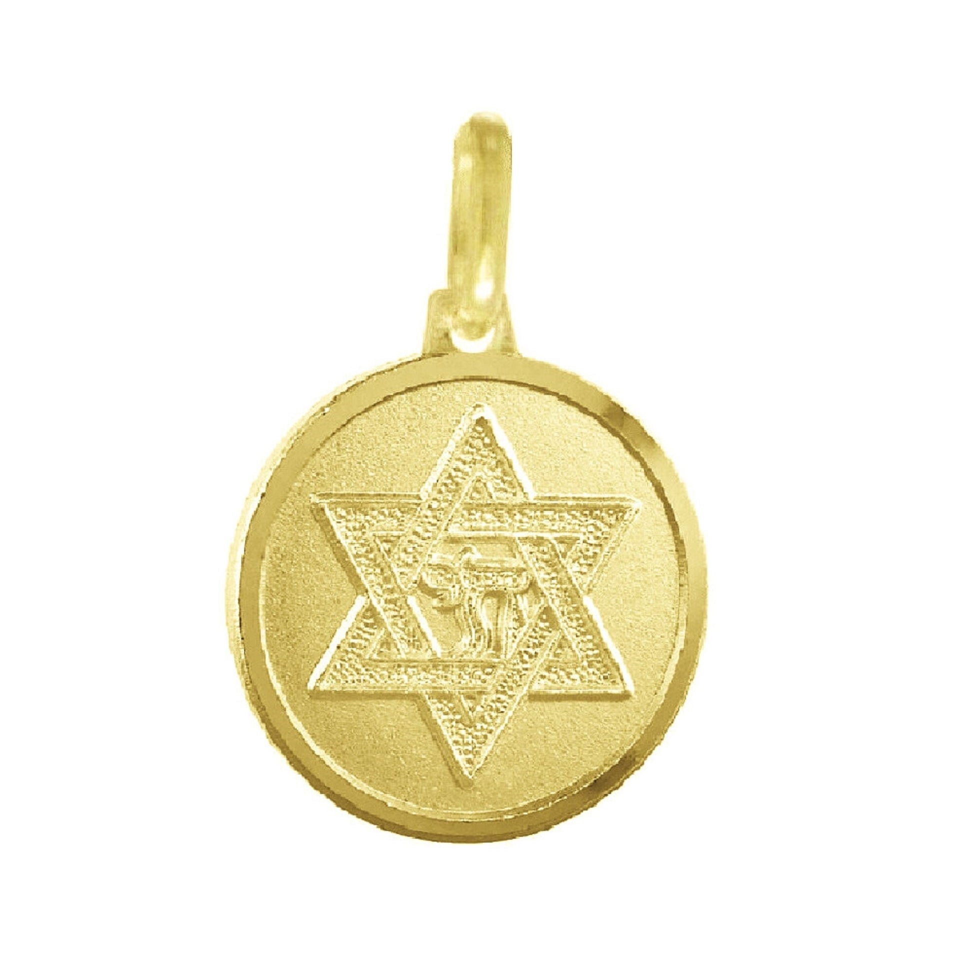 925 Sterling Silver Yellow Gold Plated 1mm Cable Chain Necklace w/ Star of David Chai Pendant Charm