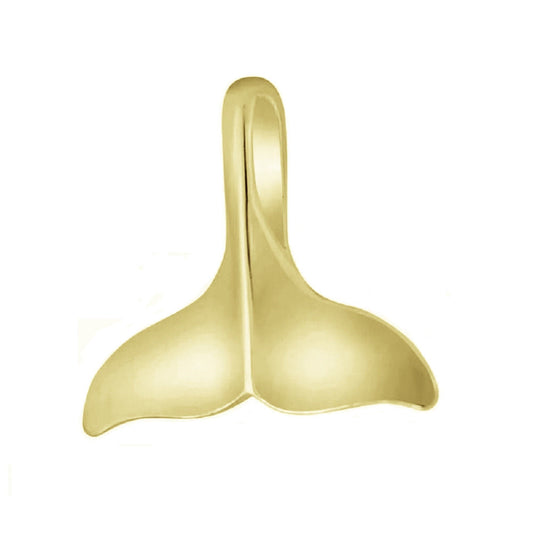 925 Sterling Silver Yellow Gold Plated 1mm Cable Chain Necklace w/ Whale Tail Pendant Charm