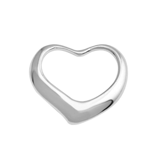Sterling Silver High Polished Classic Valentine Floating Heart Pendant Charm