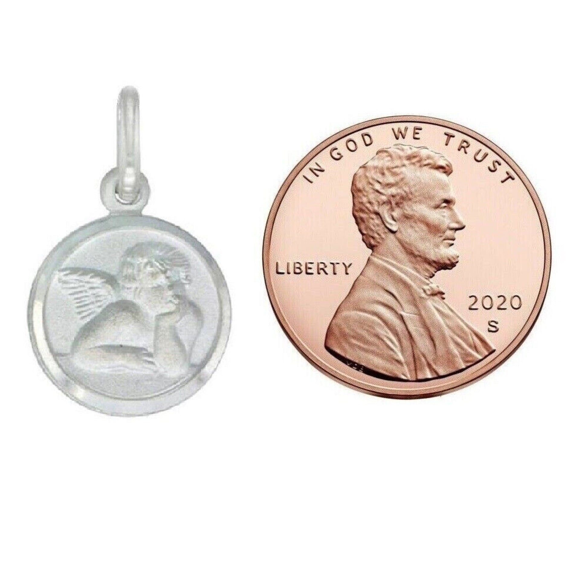 925 Sterling Silver Necklace w/ Guardian Angel Pendant Charm