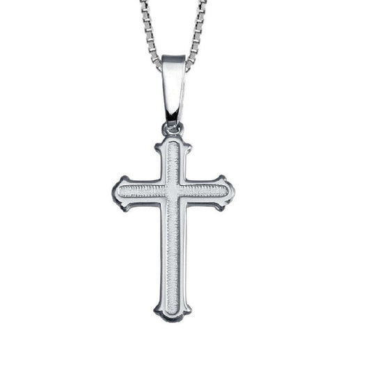 925 Sterling Silver Necklace w/ High Polished Cross Pendant Charm